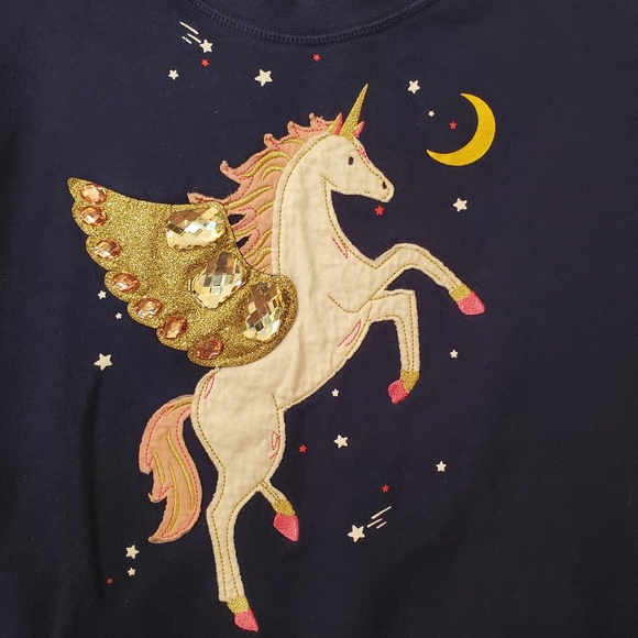 Mini Boden navy Unicorn applique sweatshirt - Picture 3 of 9